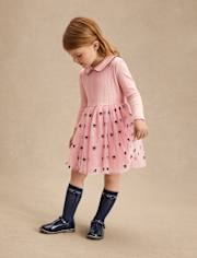 Robe tutu en pointelle brodée avec nœud pour fille - Campus Cuties