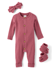 Ensemble 3 pièces barboteuse côtelée pour bébé fille - Homegrown by Gymboree