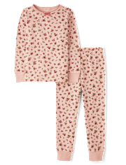 Girls Floral Snug Fit Pointelle Pajamas - Gymmies
