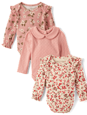 Lot de 3 bodies Henley fleuris pour bébé fille - Homegrown by Gymboree