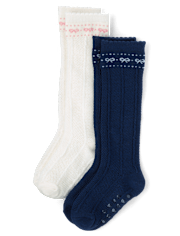 Girls Bow Pointelle Knee Socks 2-Pack - Campus Cuties