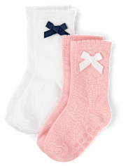 Girls Bow Crew Socks 2-Pack - Campus Cuties