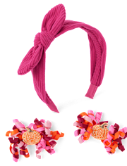 Girls Pumpkin 3-Piece Hair Set - Fall Celebrations