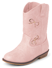 Girls Embroidered Bow Cowgirl Boots - Little Essentials