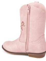 Girls Embroidered Bow Cowgirl Boots - Little Essentials