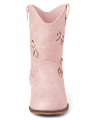Girls Embroidered Bow Cowgirl Boots - Little Essentials