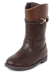 Girls Contrast Buckle Tall Boots - Little Essentials