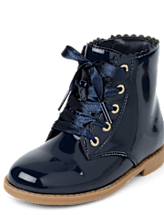 Girls Scalloped Lace Up Boots - Little Essentials