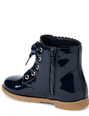 Girls Scalloped Lace Up Boots - Little Essentials