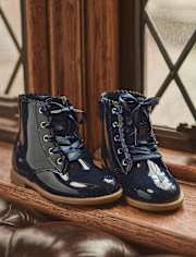 Girls Scalloped Lace Up Boots - Little Essentials