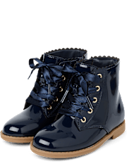 Girls Scalloped Lace Up Boots - Little Essentials