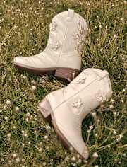 Girls Floral Cowgirl Boots - Little Essentials