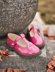 Chaussures Mary Jane perforées à brides en T pour filles - Célébrations d'automne