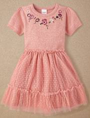 Girls Embroidered Floral Tutu Dress - Highland Hills