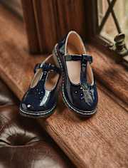 Girls Perforated T-Strap Mary Jane Shoes - Campus Cuties