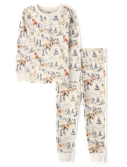Kids Forest Animal Snug Fit Thermal Henley Pajamas - Gymmies