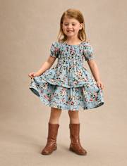 Girls Floral Pleated Tiered Dress - Highland Hills