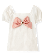 Girls Oversized Bow Puff Sleeve Top - Campus Cuties
