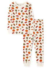 Kids Leaf Snug Fit Thermal Henley Pajamas - Gymmies