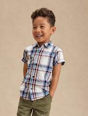 Chemise boutonnée en popeline à carreaux pour garçon - Campus Cuties