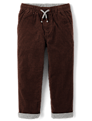 Boys Corduroy Pull On Roll Cuff Pants - Little Essentials