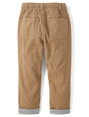 Boys Corduroy Pull On Roll Cuff Pants - Little Essentials