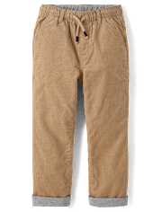Boys Corduroy Pull On Roll Cuff Pants - Little Essentials