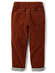 Boys Corduroy Pull On Roll Cuff Pants - Little Essentials