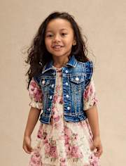 Girls Ruffle Denim Vest - Little Essentials