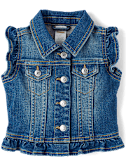 Girls Ruffle Denim Vest - Highland Hills