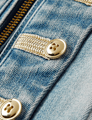 Girls Button Denim Band Jacket - Highland Hills