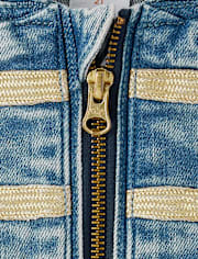 Girls Button Denim Band Jacket - Highland Hills