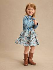 Girls Button Denim Band Jacket - Highland Hills
