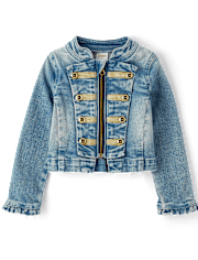 Girls Button Denim Band Jacket - Highland Hills