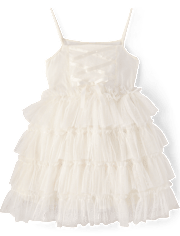 Girls Embroidered Sequin Ruffle Tiered Dress - On Pointe