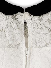 Girls Contrast Lace Ruffle Dress - Petit Paris