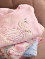 Girls Sequin Swan Sweater - On Pointe