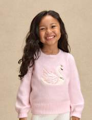 Girls Sequin Swan Sweater - On Pointe