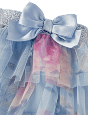 Girls Floral Tiered Mesh Tutu Skirt - On Pointe