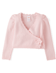 Girls Bow Wrap Front Cardigan - On Pointe