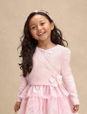 Cardigan cache-cœur à nœud pour fille - On Pointe