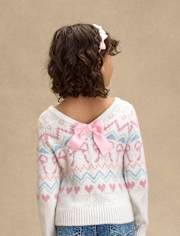 Girls Fairisle Bow Back Sweater - On Pointe