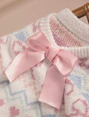 Girls Fairisle Bow Back Sweater - On Pointe