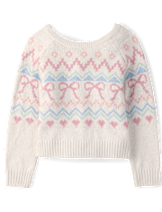 Girls Fairisle Bow Back Sweater - On Pointe