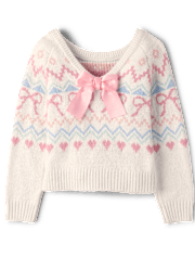 Girls Fairisle Bow Back Sweater - On Pointe
