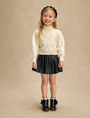 Girls Faux Pearl Sweater - Petit Paris