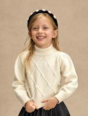Girls Faux Pearl Sweater - Petit Paris