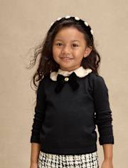Girls Bow Peter Pan Sweater - Petit Paris