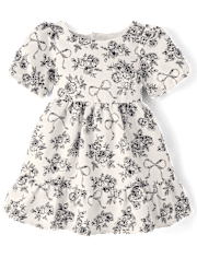 Girls Floral Heart Cut Out Satin Ruffle Dress - Petit Paris