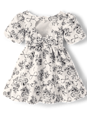 Girls Floral Heart Cut Out Satin Ruffle Dress - Petit Paris